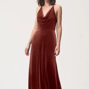 Size 10 Jenny Yoo Velvet dress, cowl neck, sullivan, english rose